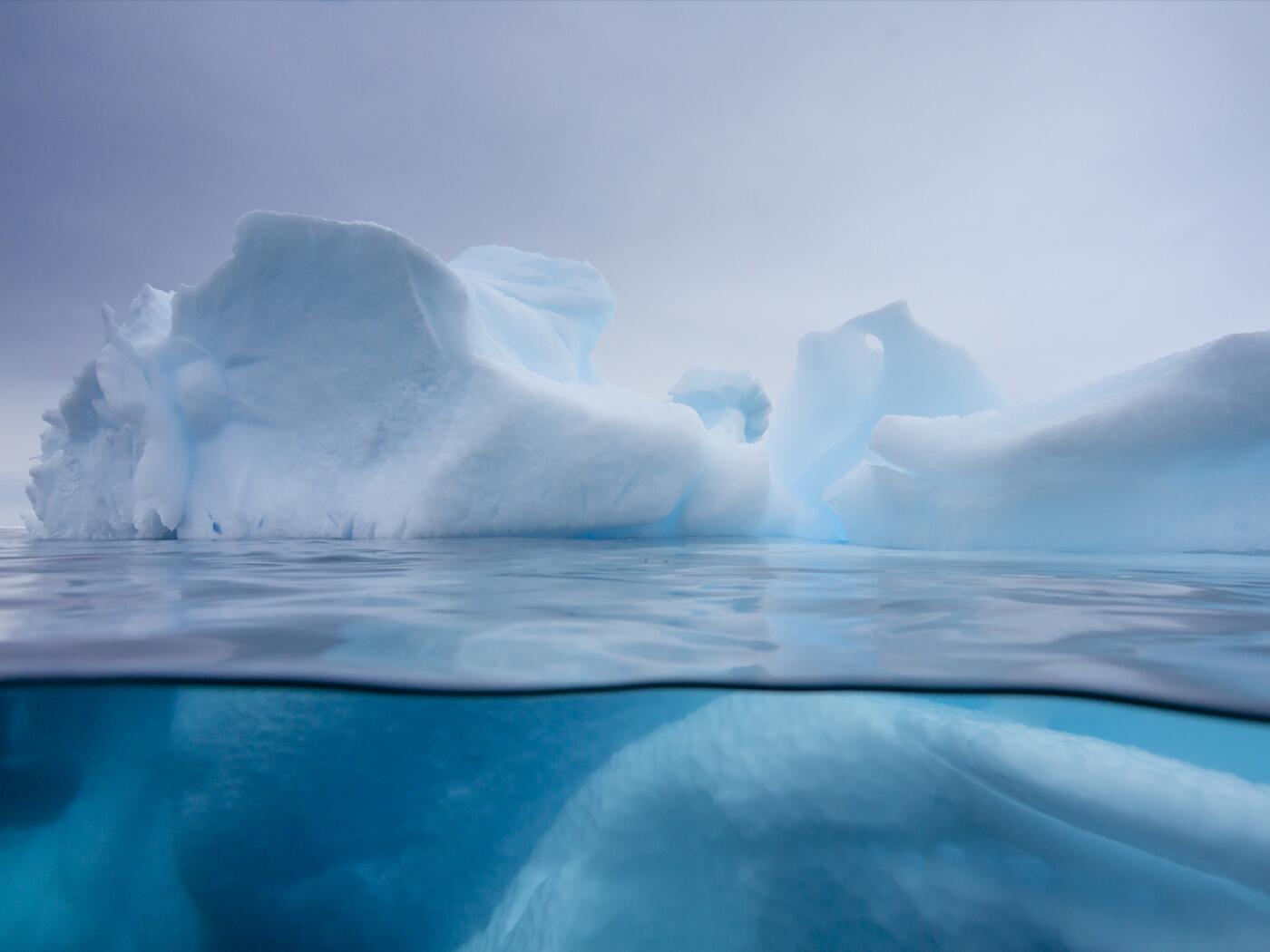 An image of an ice cliff by the sea